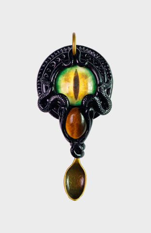 Abyss Creature Spoon Pendant with Turquoise Gemstone