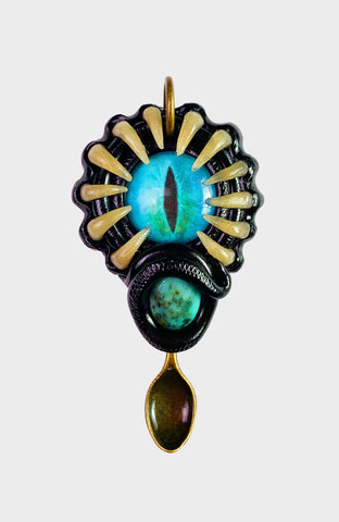 Bassnectar Spoon Pendant with Opal Gemstone