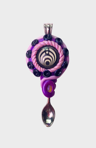 Bass Creature Spoon Pendant with Tiger's Eye Gemstone