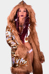 Hex Exotica Sequin and Faux Fur Coat