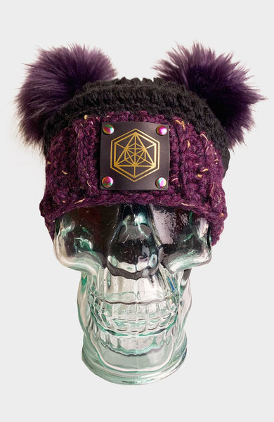 Plum Shadow Foxy Crochet Beanie – The Black Temple display picture 2
