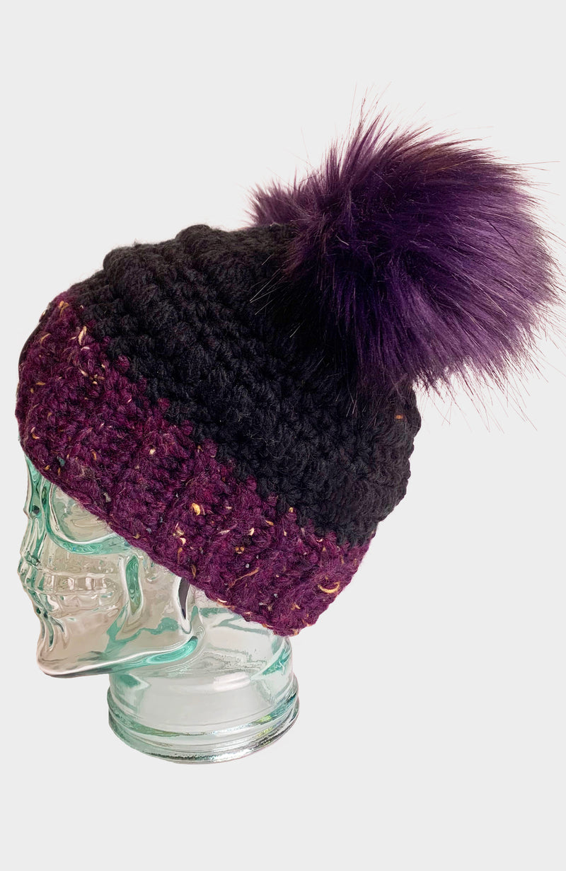 Plum Shadow Foxy Crochet Beanie – The Black Temple