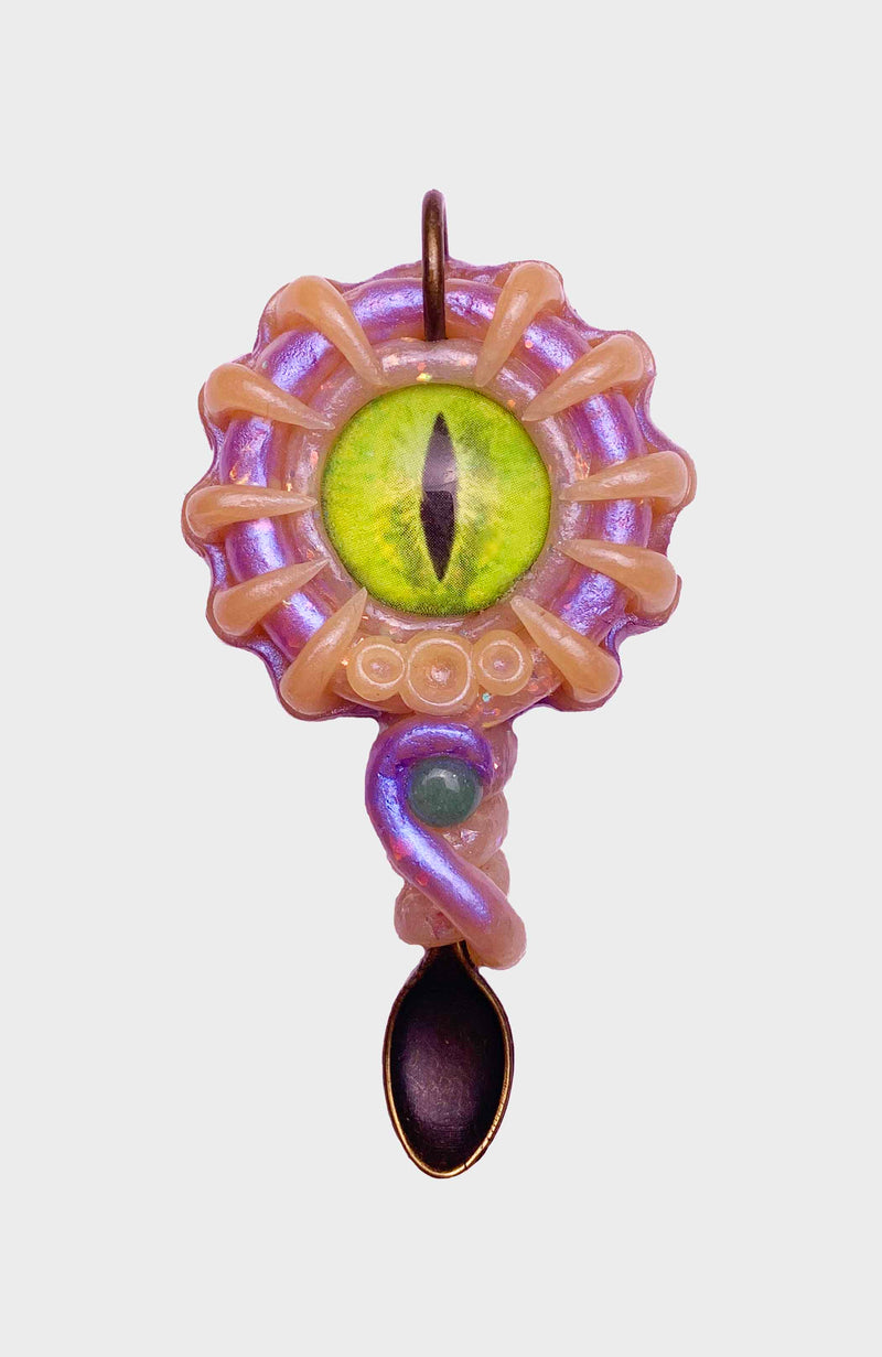 Octopus Spoon Pendant with Jade Gemstone
