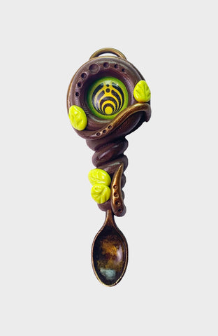 UV Reactive - Creature Spoon Pendant with Jade Gemstone