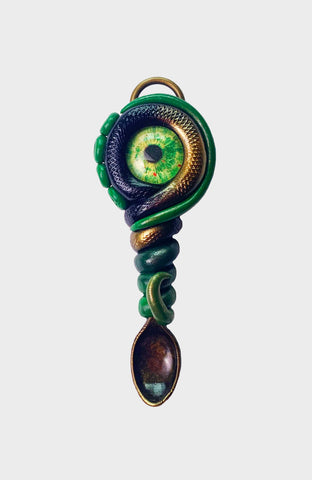 Creature Spoon Pendant with Jade Gemstone