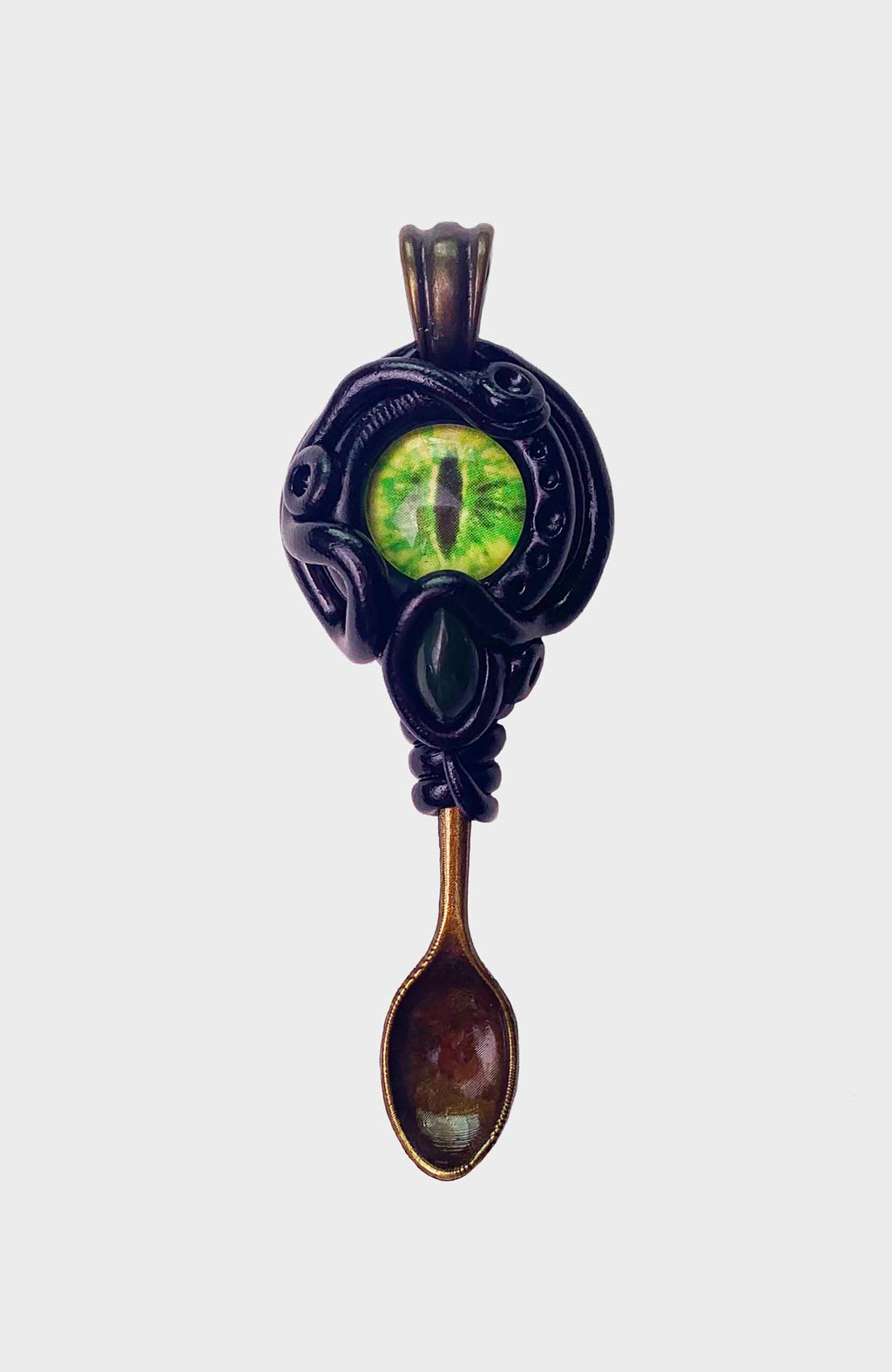 Creature Spoon Pendant with Jade Gemstone