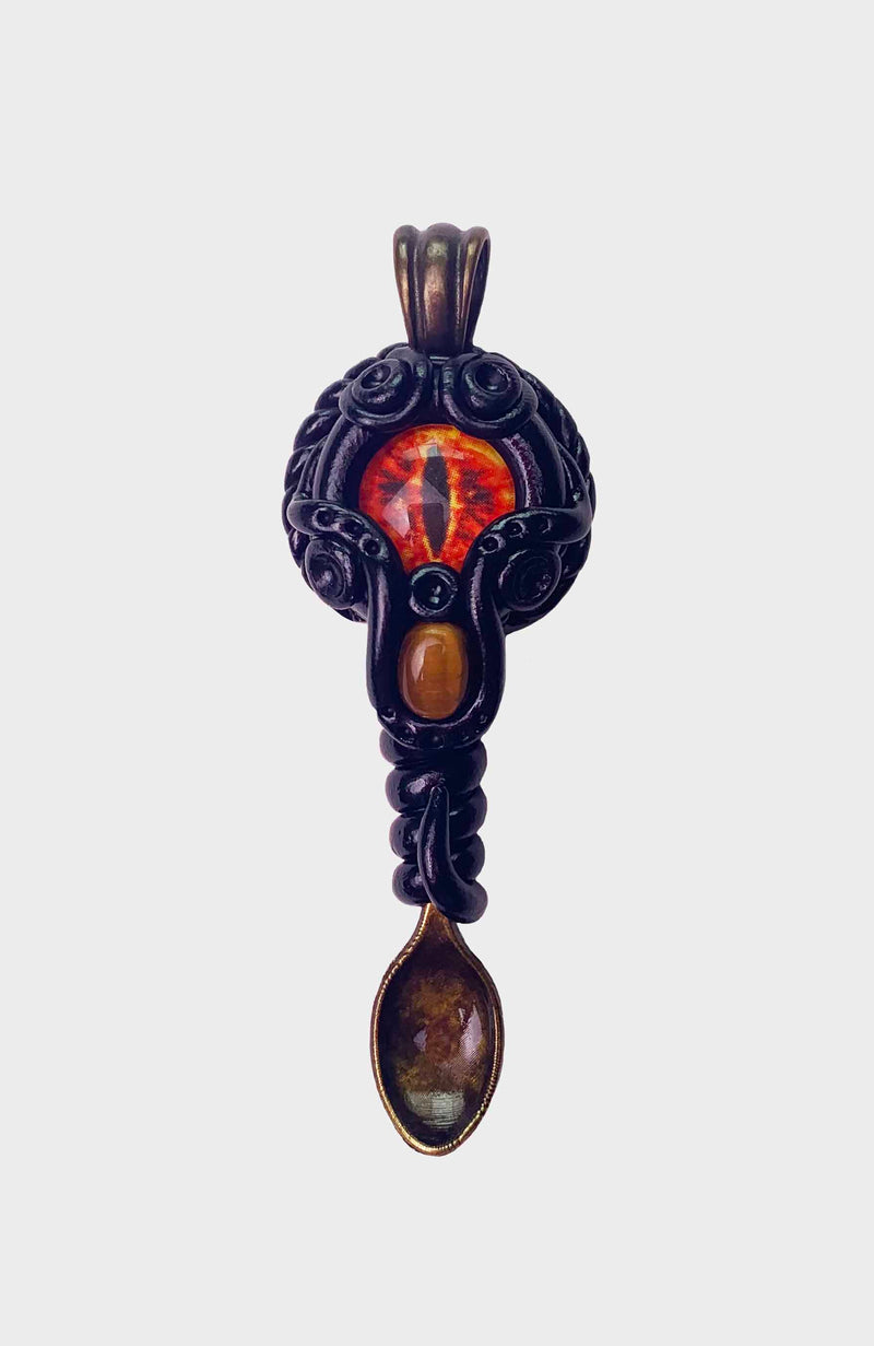Creature Spoon Pendant with Tiger's Eye Gemstone