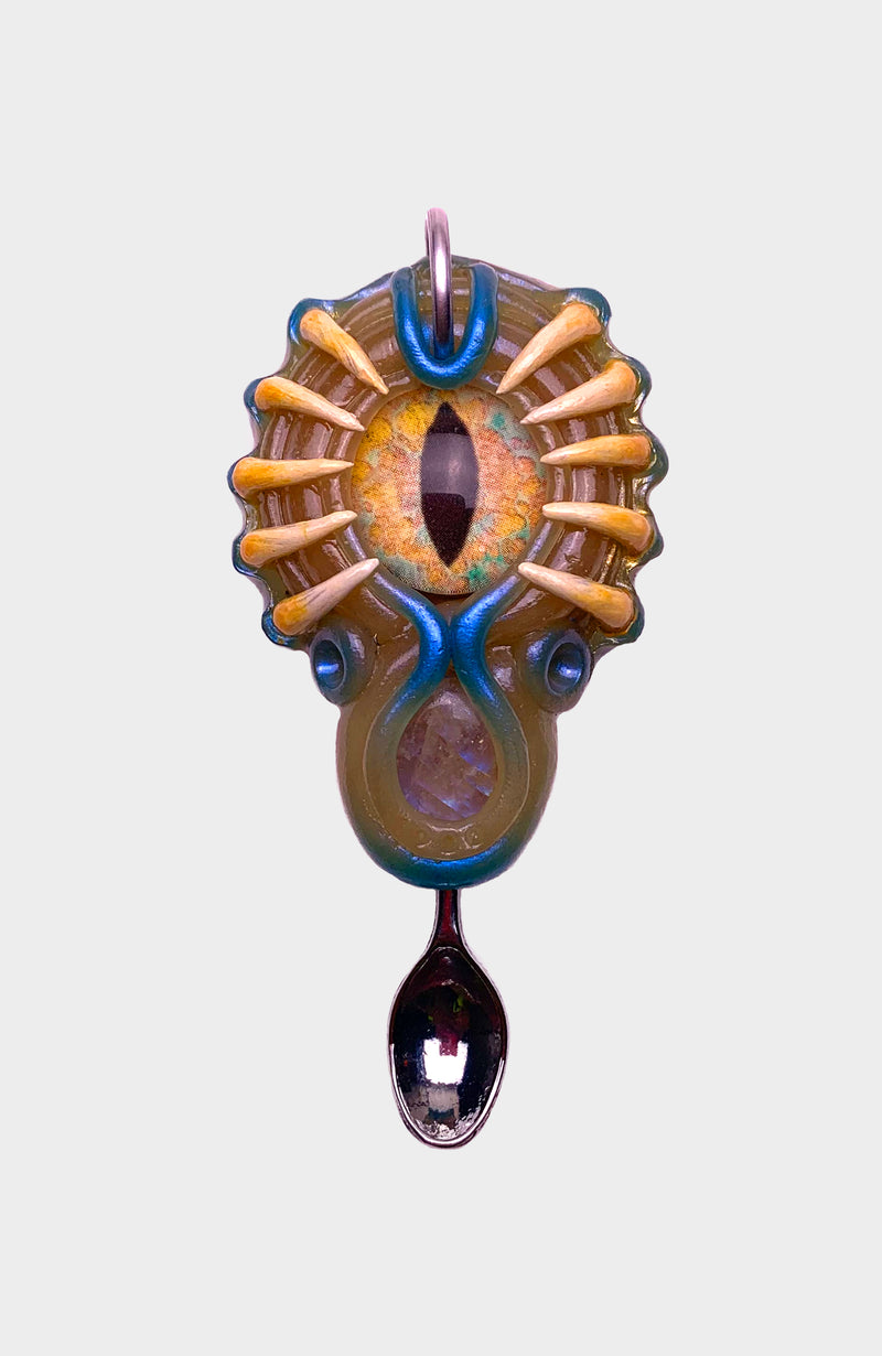 Moonstone Creature Eye Spoon Pendant