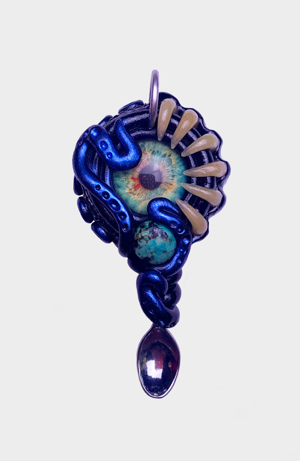 Space Creature Spoon Pendant with Turquoise Gem