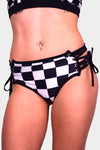 Cosmic Flow Checkered Lace Up Booty Shorts