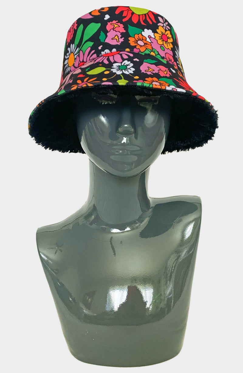 Midnight Bloom Reversible Bucket Hat